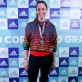 El pequeño saltamontes: Amparo Hernández. En los vestidos por Adidas en la Maratón de Santiago 2016.