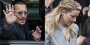 Johnny Depp y Amber Heard durante el juicio