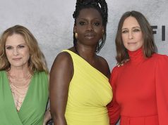 Monica Wyche, from left, Adepero Oduye and Vera Farmiga arrive at the premiere of "Five Days at Memorial," Monday, Aug. 8, 2022, at the Directors Guild of America Theater in Los Angeles. (Photo by Richard Shotwell/Invision/AP)