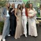 Bellas de día: Angélica Castro, María Alberó, PampIta, Lorena Alamos y Vane Borghi con Teo en brazos.